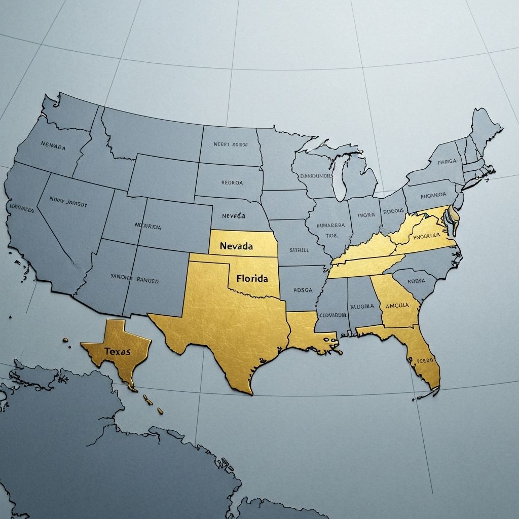 Service areas map showing Nevada, New Jersey, Florida, and Texas